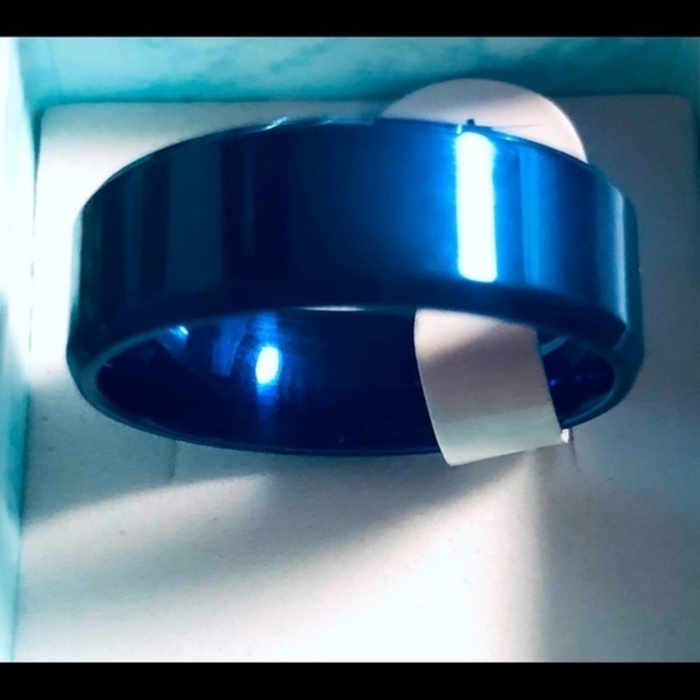 Blue Stainless Steel Ring 11.5 titanium comfort ft lasts lifetime